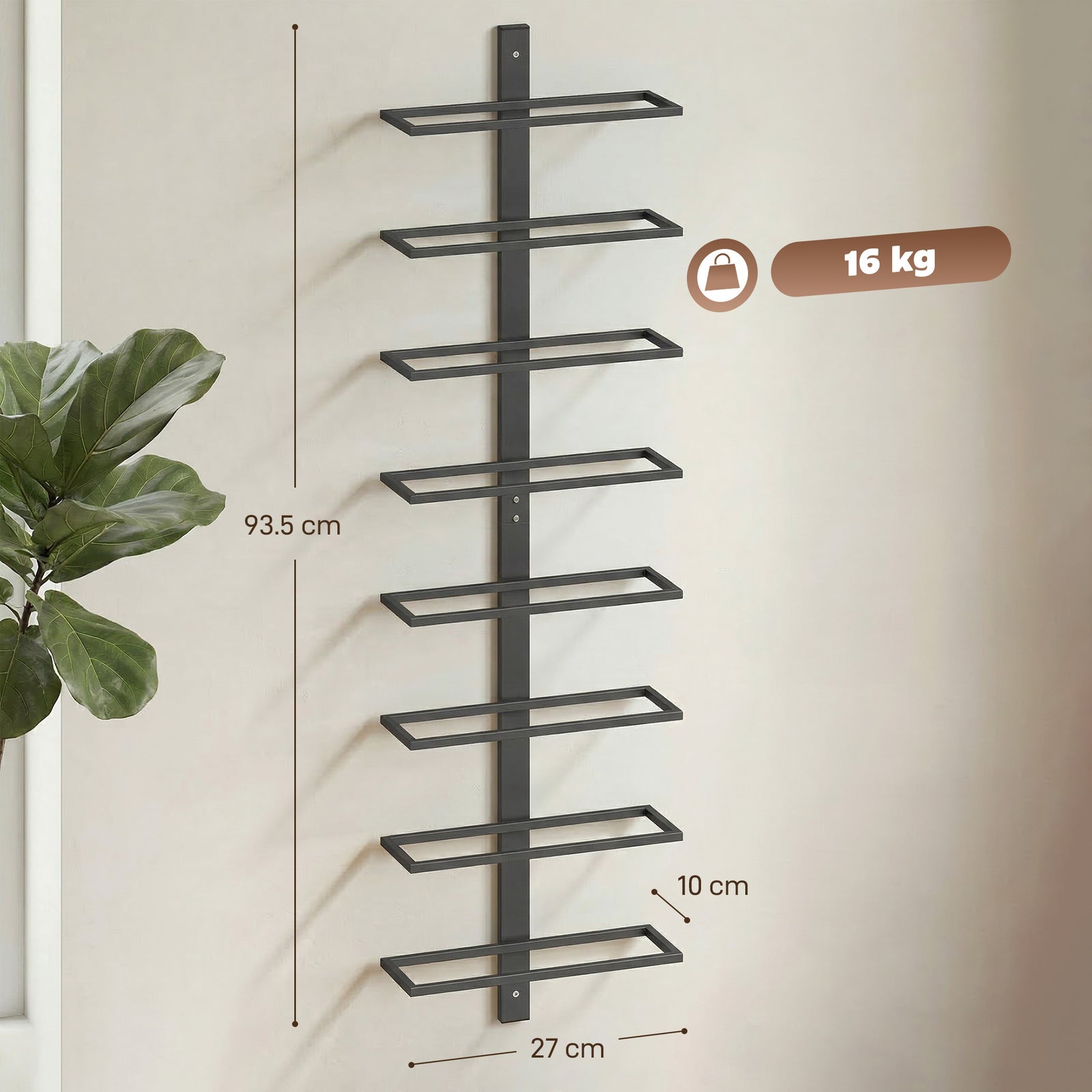 Wall Mounted Wine Rack, 8 Tier Metal Wine Display Rack, Storage Holder