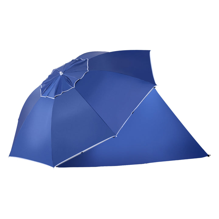 2m UV Protection Fishing Beach Umbrella Brolly Shelter w/ Side Panel Tent Blue