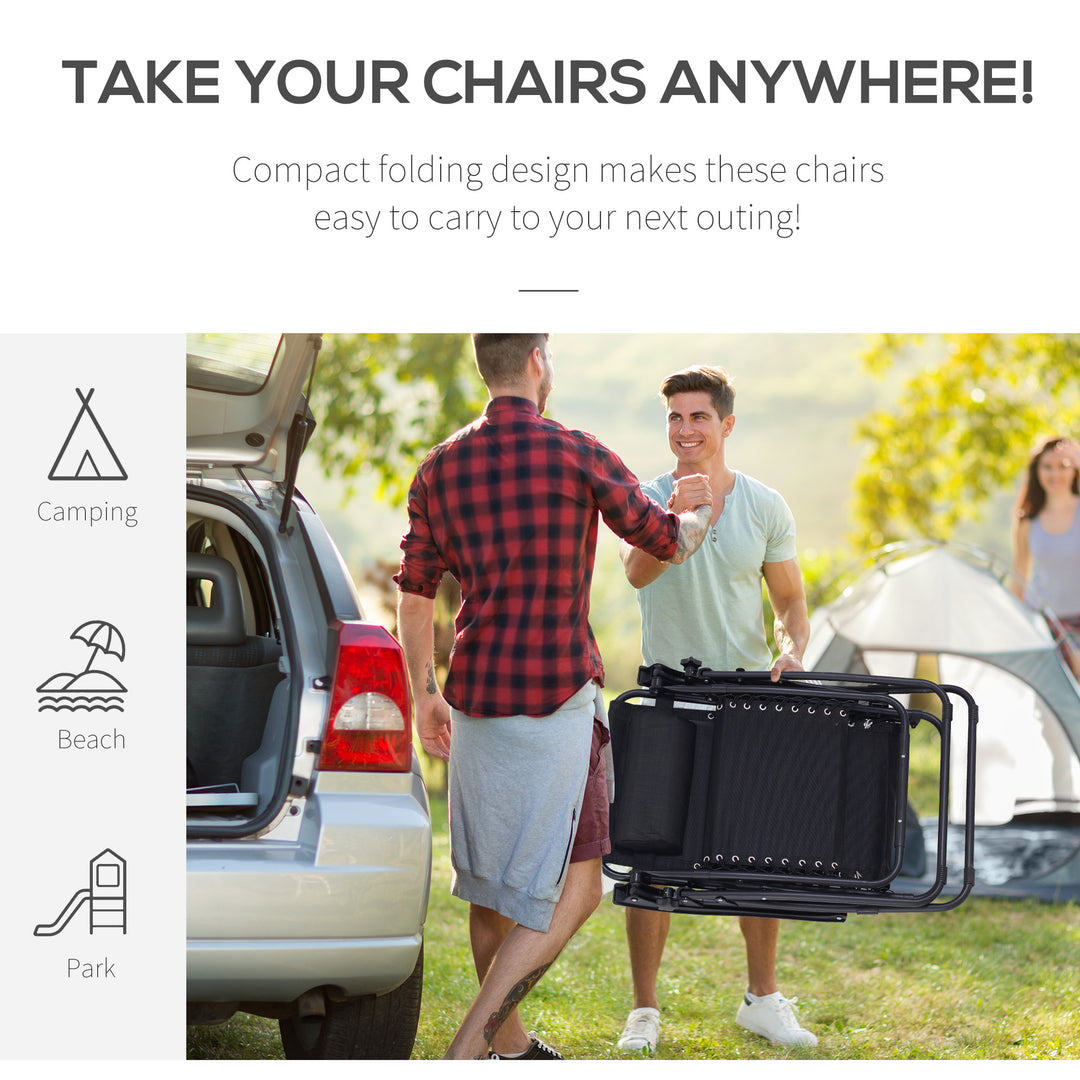 Folding Zero Gravity Chairs, 3 Pieces Adjustable Sun Lounger and Table Set with Cup Holder and Headrest, Patio Bistro Set with Reclining Garden Chairs for Outdoor, Black