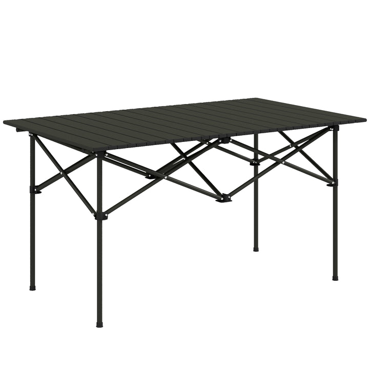 Outsunny Aluminium Folding Picnic Table, Lightweight, Portable with Roll Up Top and Carry Bag for Outdoor Activities, Cooking, Hiking | Aosom UK