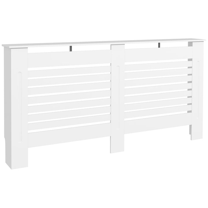 MCL Radiator Cover, Modern MDF White Painted Cabinet with Horizontal Slats for Living Room, Bedroom, 152L x 19W x 81H cm