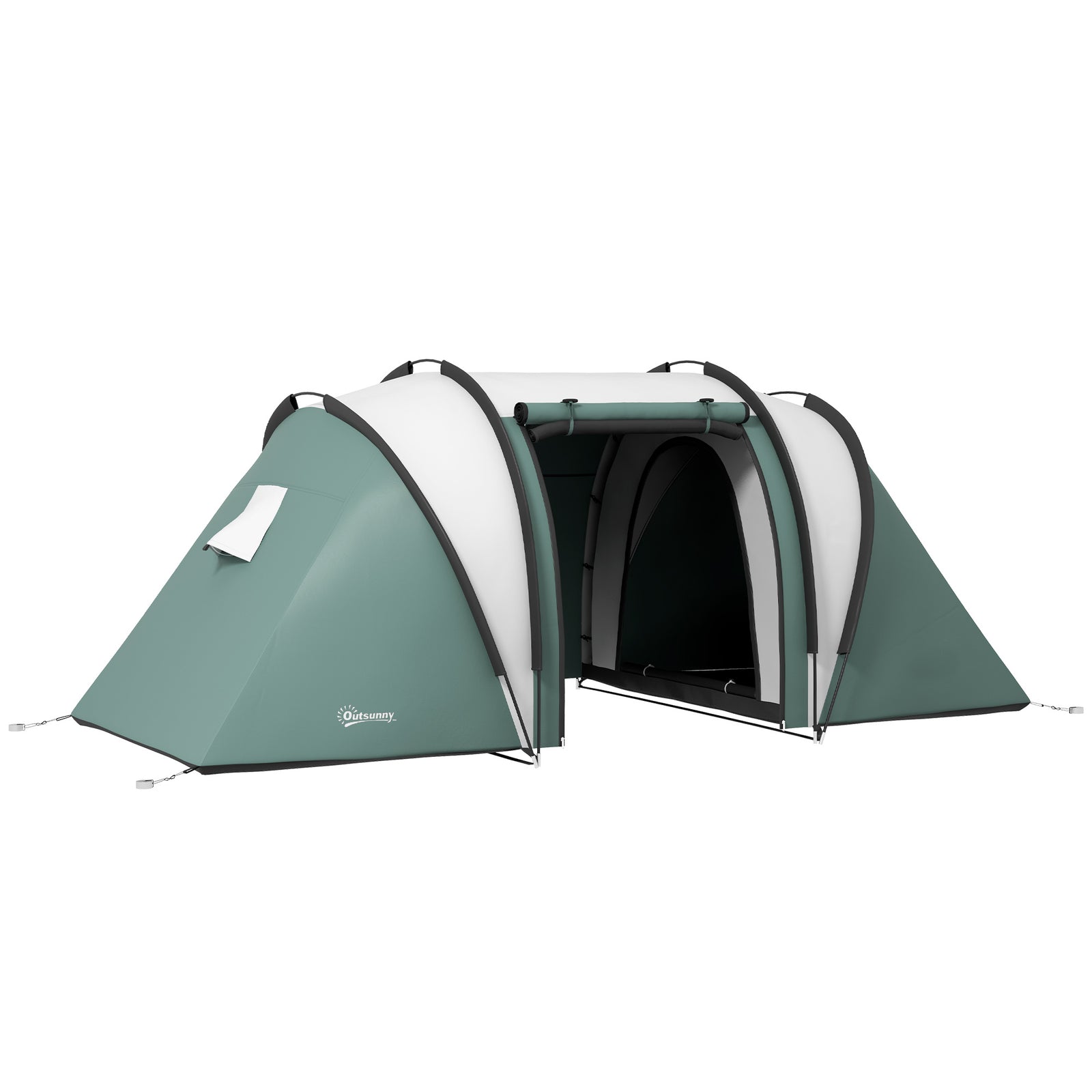 Two-Man Tent, with Bedrooms, Living Room and Canopy - Dark Green