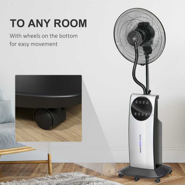 16" Pedestal Fan with Water Mist Spray, Humidifying Misting Fan, Standing Fan with 3 Speeds, 3.1L Water Tank, Timer and Electric Mosquito Killer Jack, Black