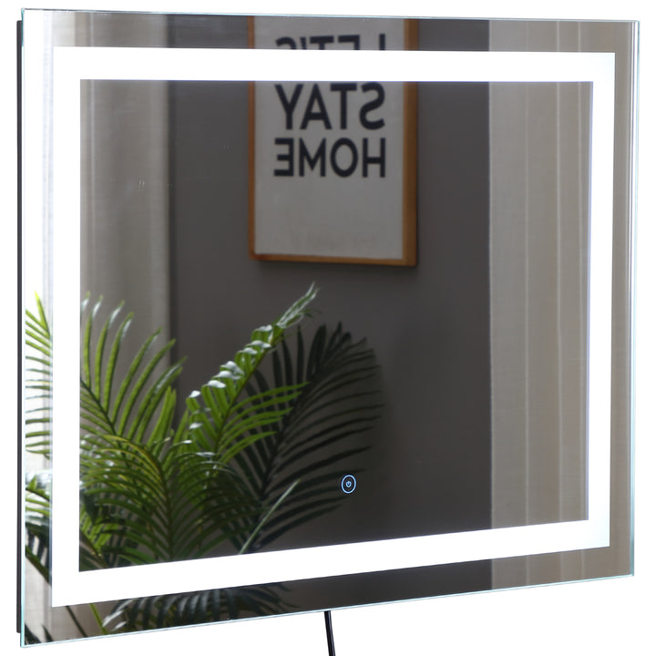 80x60cm LED Bathroom Mirror Wall Mounted Vanity Light Illuminated w/ Touch Switch Accessories Home Furnishings