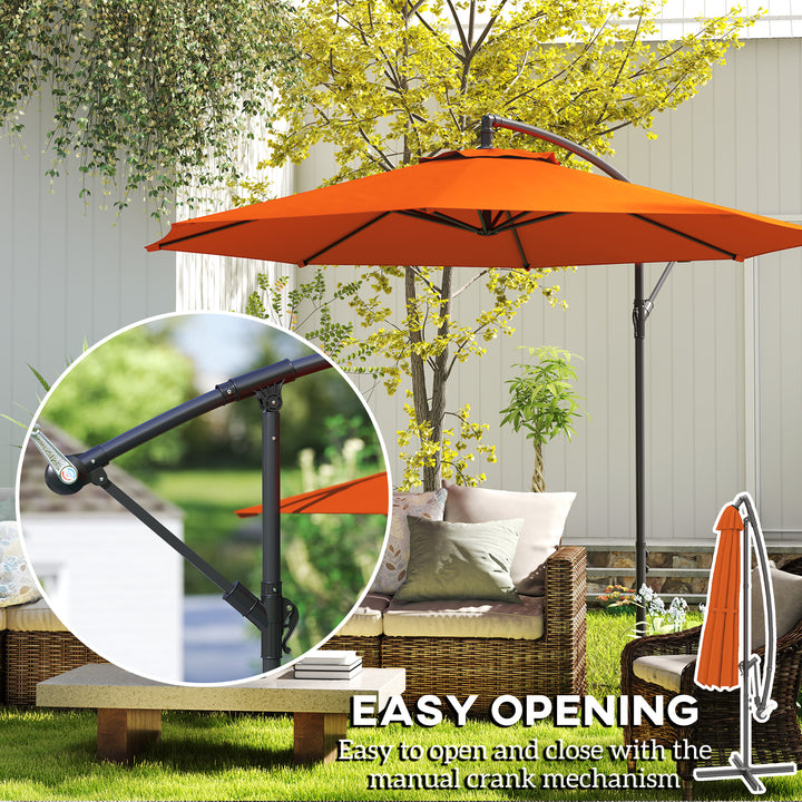 2.45m Overhanging Cantilever Parasol, with Cross Base - Orange