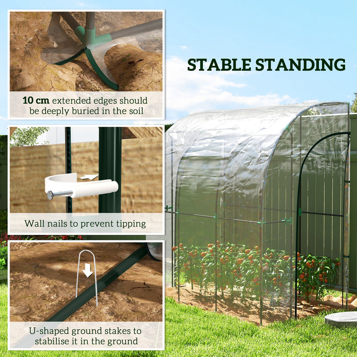214cm x 118cm Walk-In Lean To Greenhouse, with Accessories