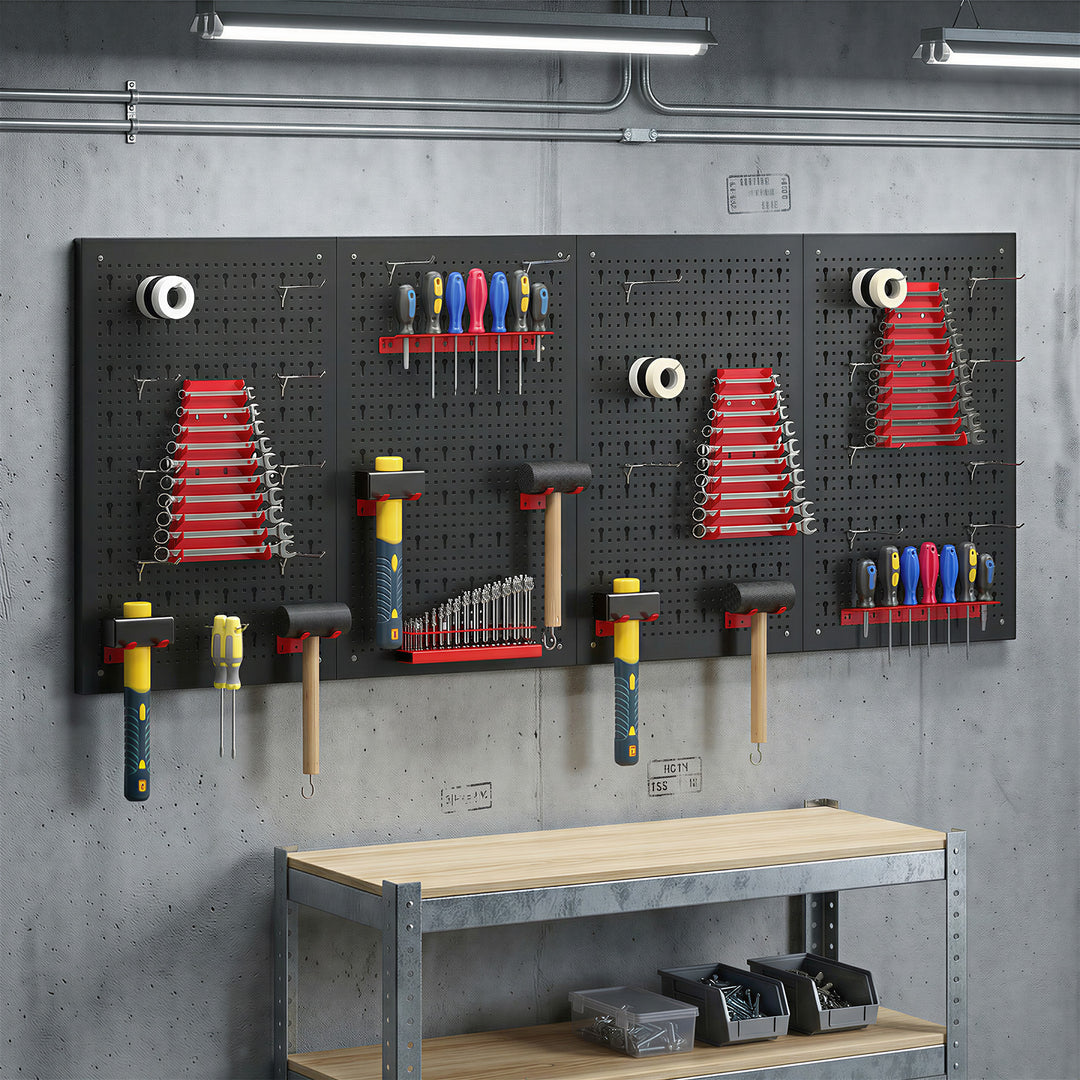 38 Pcs Wall-Mounted Pegboard with 4 Boards, Garage Tool Storage Unit B