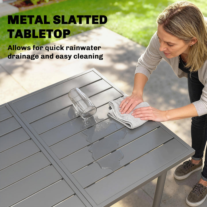 Garden Dining Table for 6 Person, 165 x 80 cm Rectangular Outdoor Dini