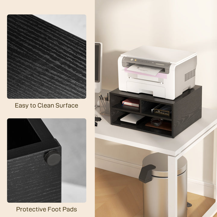Three-Compartment Printer Storage Cabinet - Black
