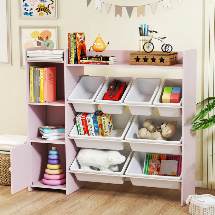 MCL Toy Storage Unit with 8 Removable Bins, Storage Shelves, Cabinet, Pink