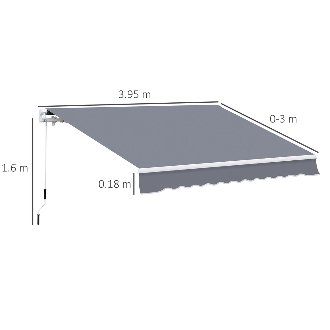 Manual Retractable Awning, size (4m x3m)-Grey