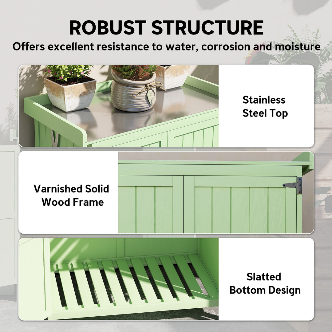 Wooden Garden Shed, Garden Tool Storage Shed with Hinged Roof and Shel