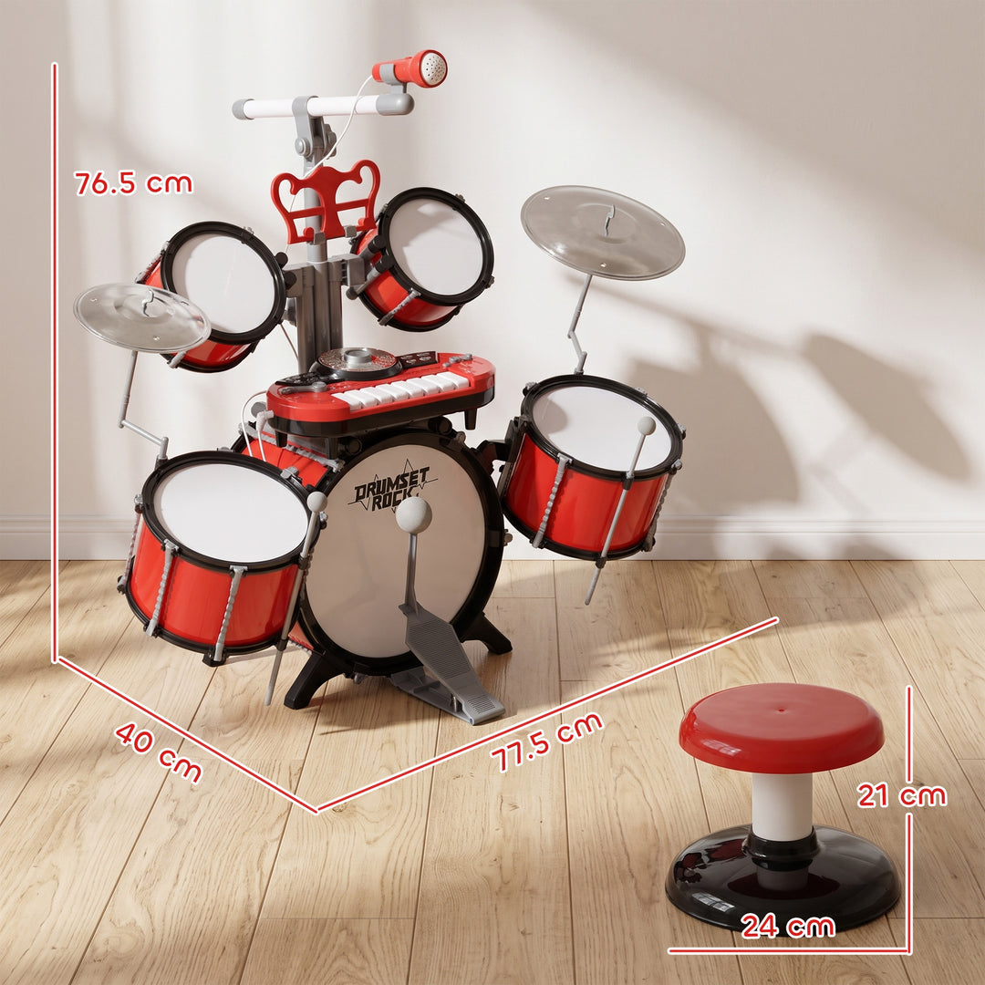 Kids Drum Set for Beginners, Drum Kit with Toy Microphone, Cymbal, Ped