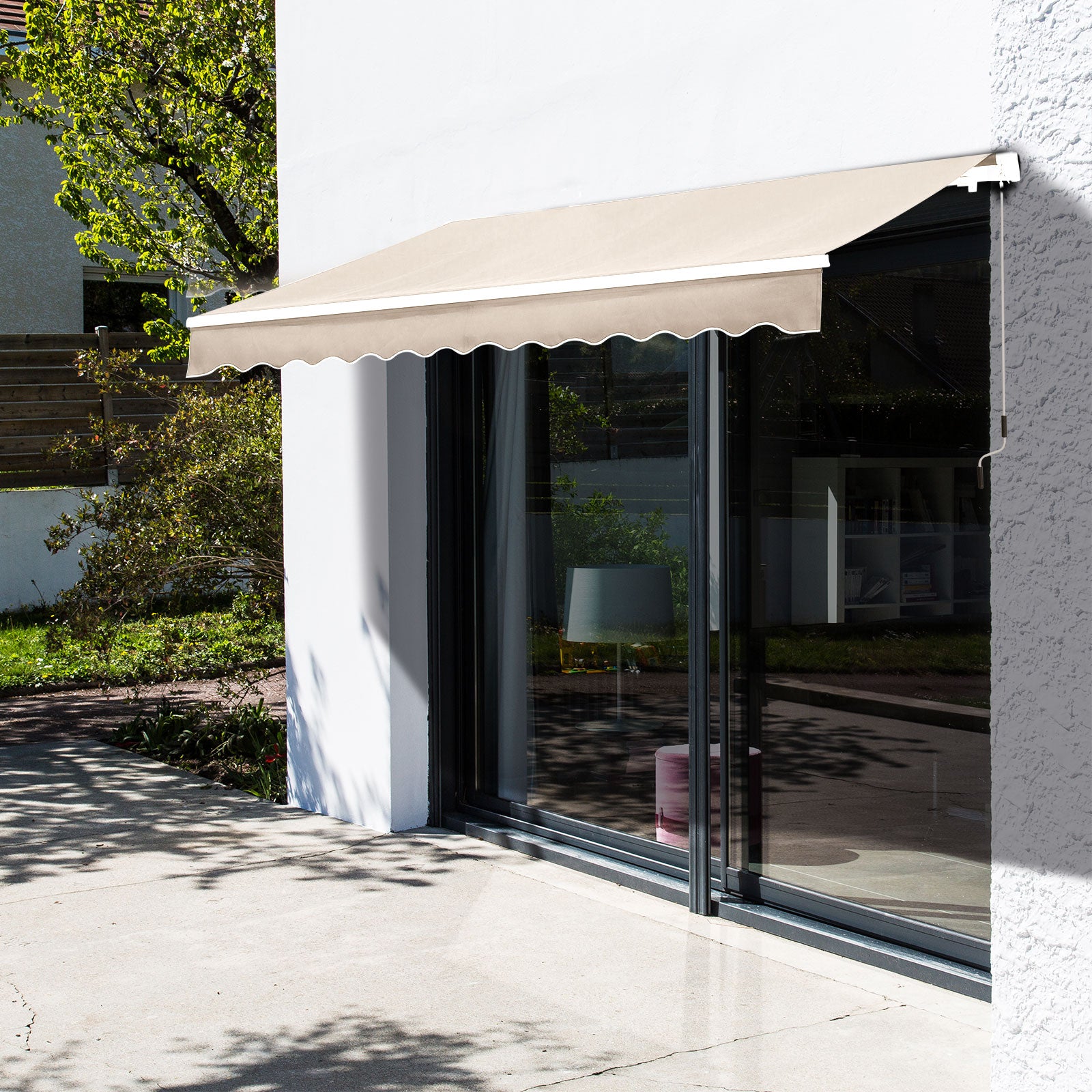 Manual Retractable Awning, 3x2.5 m-Ivory White