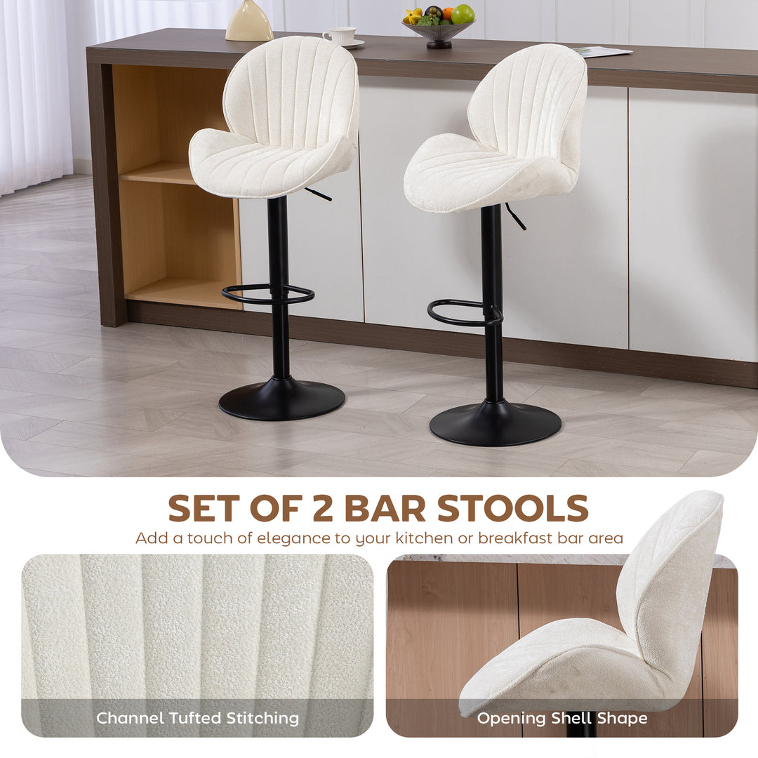 Bar Stools Set of 2, Swivel Barstools with Back, Adjustable Height and