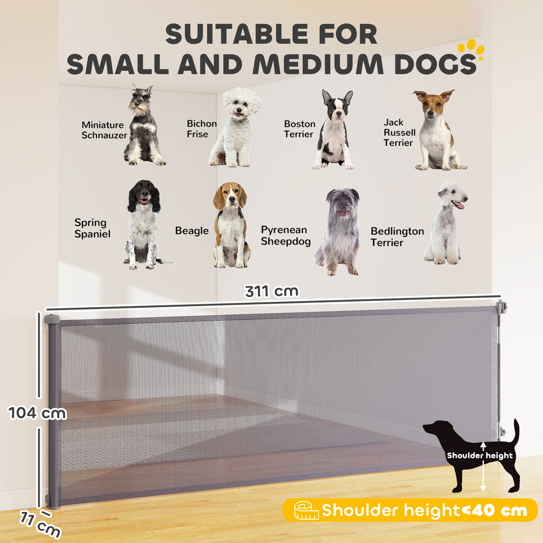 Retractable Dog Gate, Extends to 300 cm Wide &amp; 104 cm Tall, Mesh Pet G