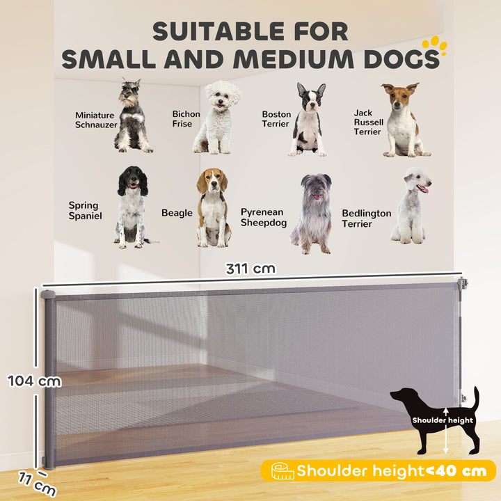 Retractable Dog Gate, Extends to 300 cm Wide &amp; 104 cm Tall, Mesh Pet G