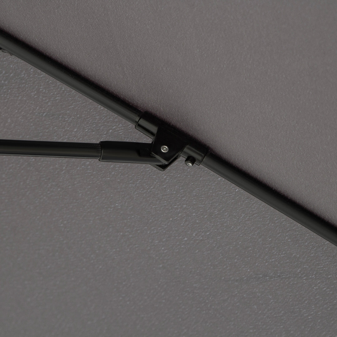 MCL 2.7M Garden Parasol Umbrella with Glass Fibre Ribs and Aluminium Frame, Tilting Sun Shade Shelter Canopy, Charcoal Grey