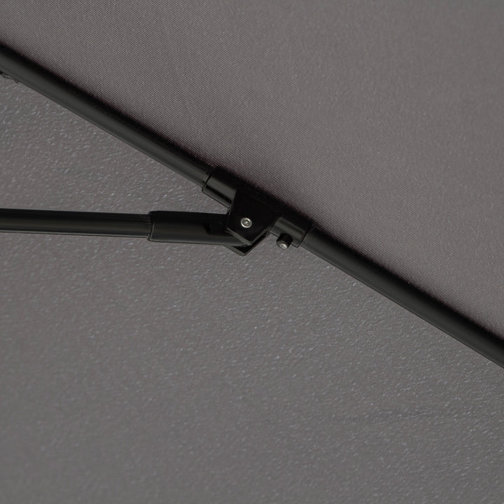 MCL 2.7M Garden Parasol Umbrella with Glass Fibre Ribs and Aluminium Frame, Tilting Sun Shade Shelter Canopy, Charcoal Grey