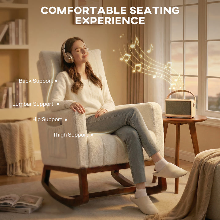 Rocking Chair for Adults, Lounge Rocker Chair with Lumbar Pillow, High