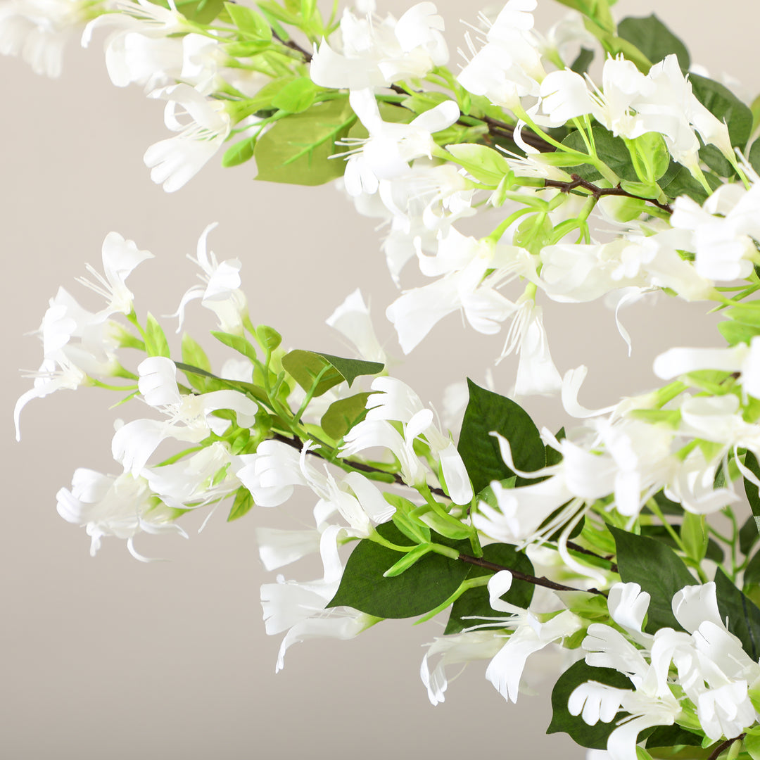 Artificial Plants Honeysuckle Flower in Pot Fake Plants with Curved Boots for Indoor Outdoor 15x15x150cm Set of 2 White