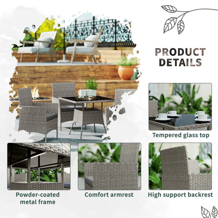 Five-Pieces Rattan Dining Set - Light Grey