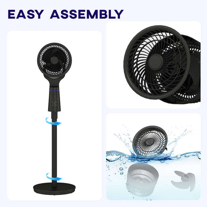 Pedestal Air Circulation Fan with Oscillating, Light Off, Black
