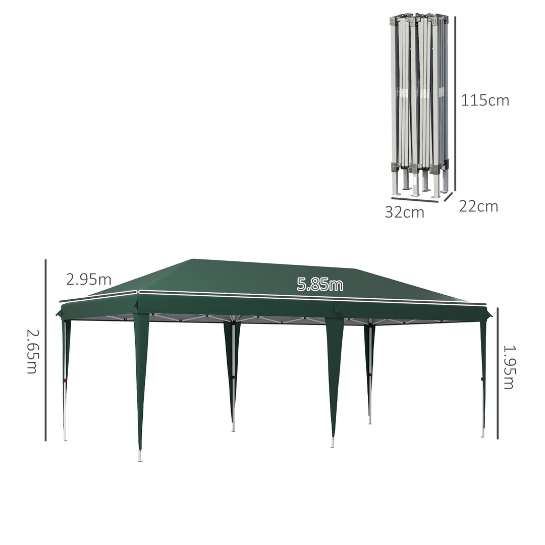 6 x 3 m Pop-Up Steel Frame Gazebo - Green