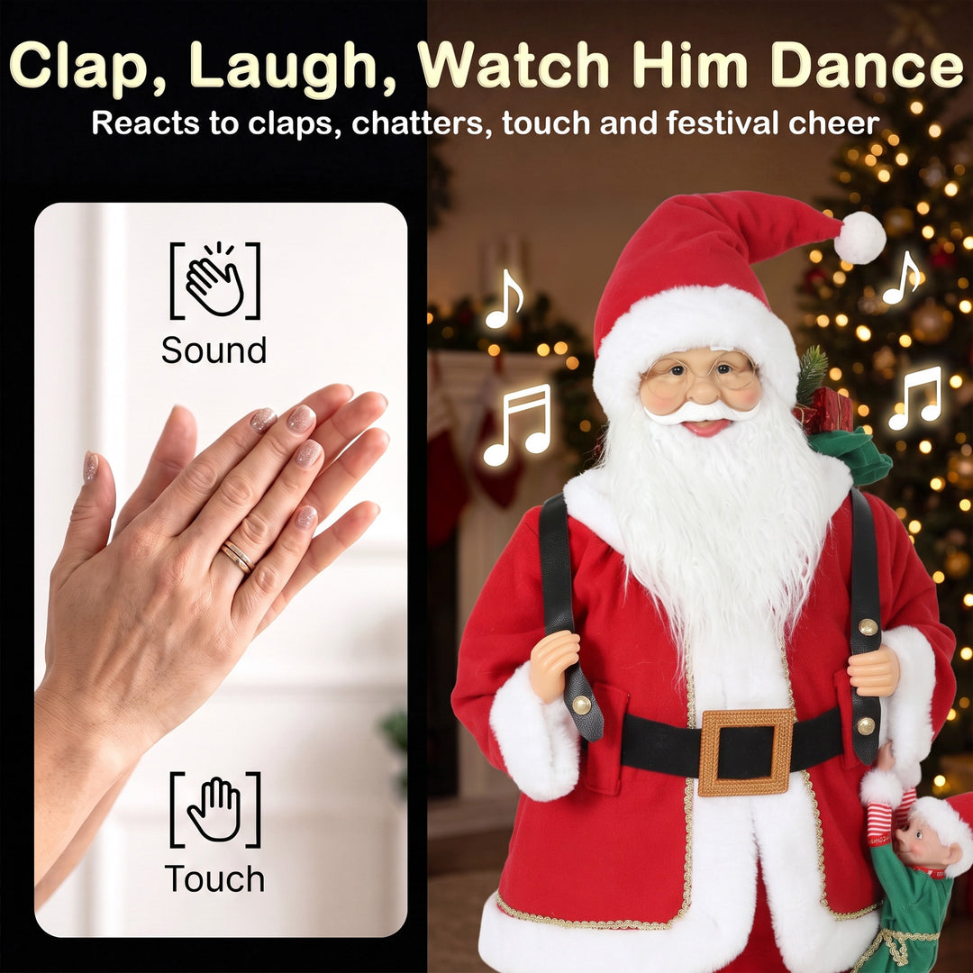 4ft Singing Dancing Santa Claus, Standing Christmas Animated Santa - view 5