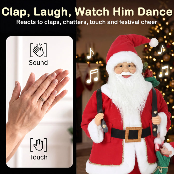 4ft Singing Dancing Santa Claus, Standing Christmas Animated Santa - view 5