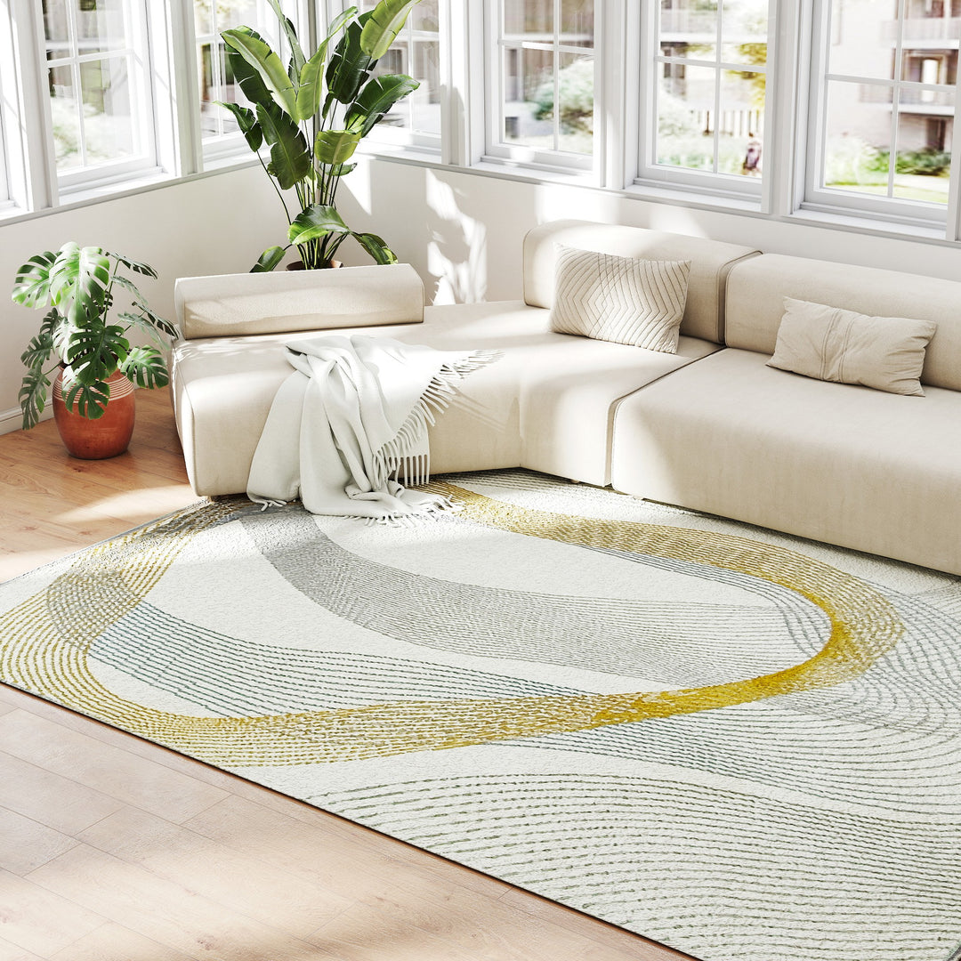 Modern Area Rug, Machine Washable Rug, Allergy-Friendly Floor Carpet for Living Room, Bedroom, Dining Room, Home Office, 230 x 160 cm, Cream White