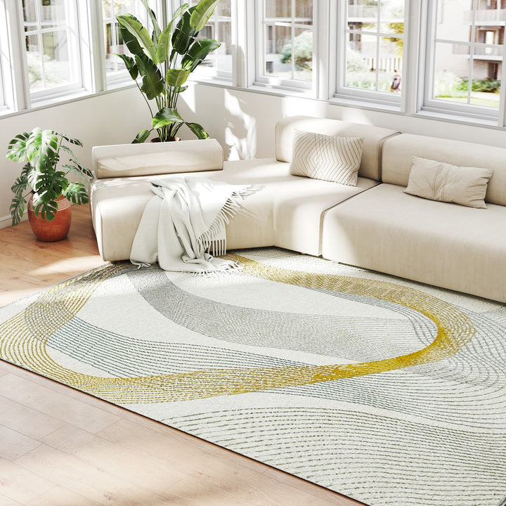 Modern Area Rug, Machine Washable Rug, Allergy-Friendly Floor Carpet for Living Room, Bedroom, Dining Room, Home Office, 230 x 160 cm, Cream White