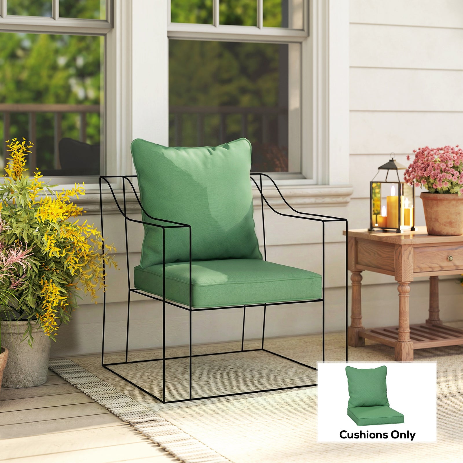 Seat and Back Padded Cushion Set, CUSHION ONLY - Green