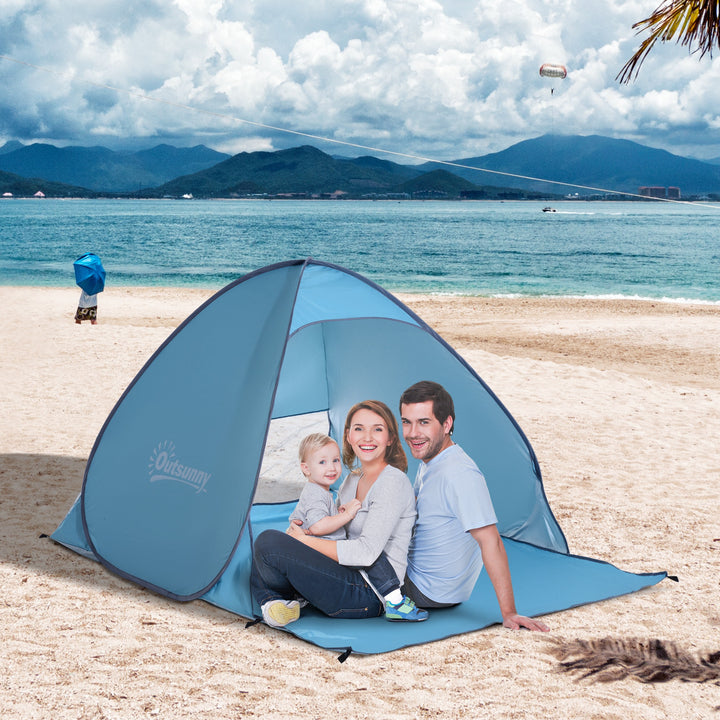 MCL 2-3 Person Pop up Beach Tent Hiking UV 30+ Protection Patio Sun Shelter (Blue)