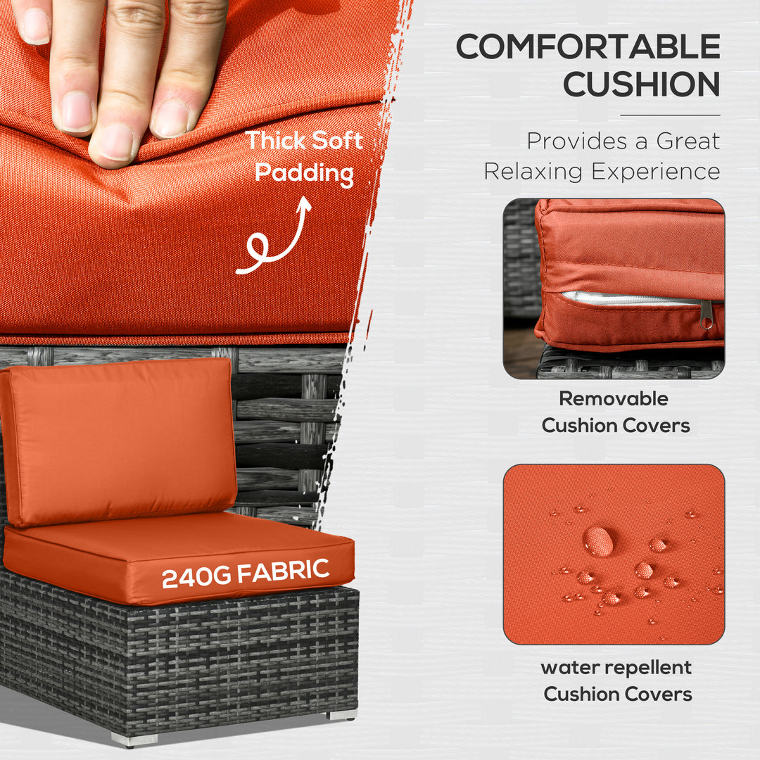 Eight-Piece Rattan Sofa Set - Orange/Grey