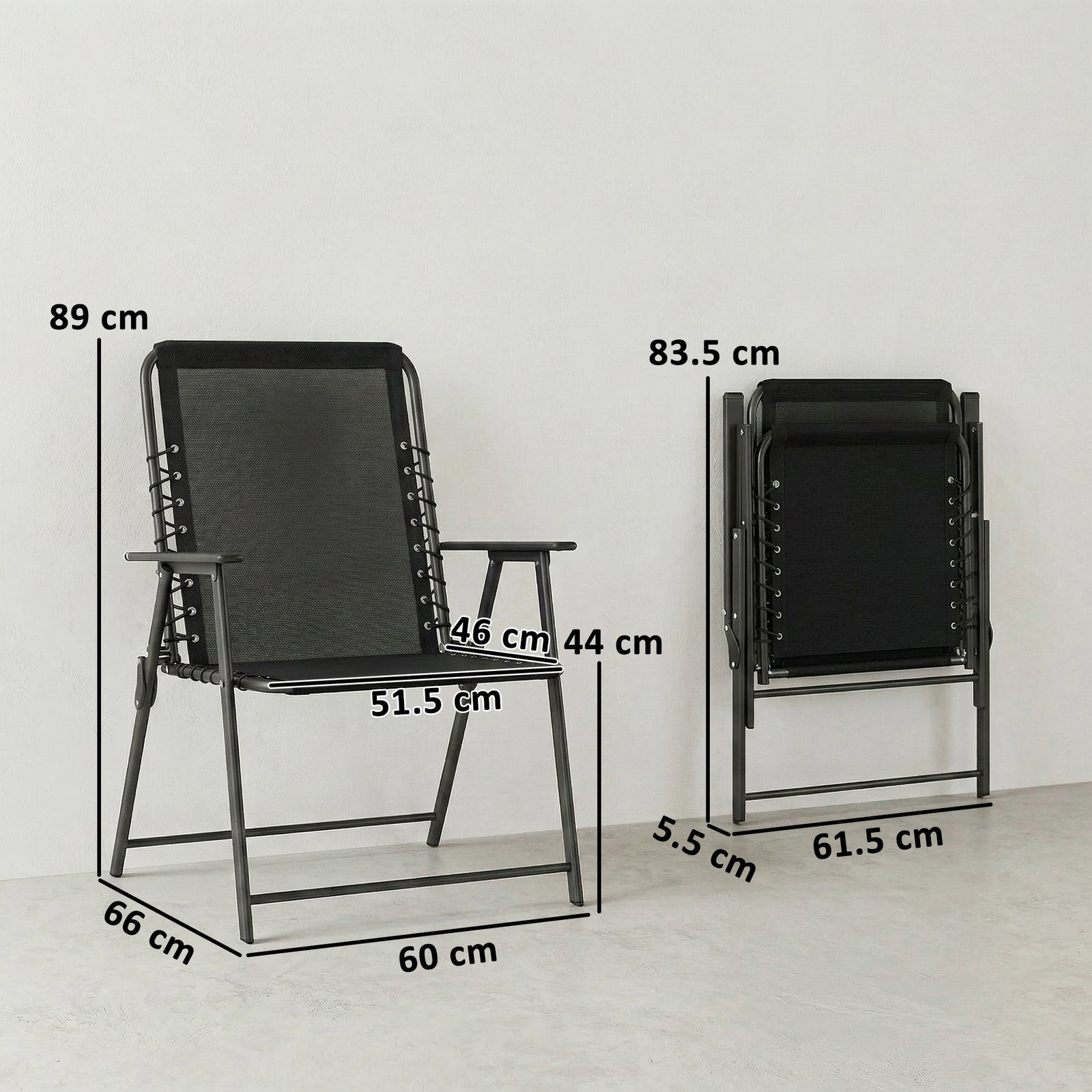 Folding Garden Chairs Set of 2, Outdoor Dining Chairs with Wide Textel