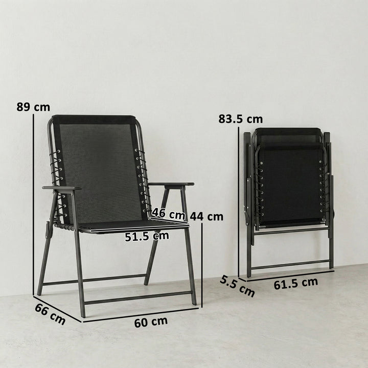 Folding Garden Chairs Set of 2, Outdoor Dining Chairs with Wide Textel