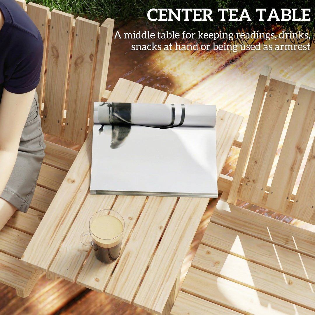 2-Seater Garden Loveseat with Table and Parasol Hole for Porch, Patio,