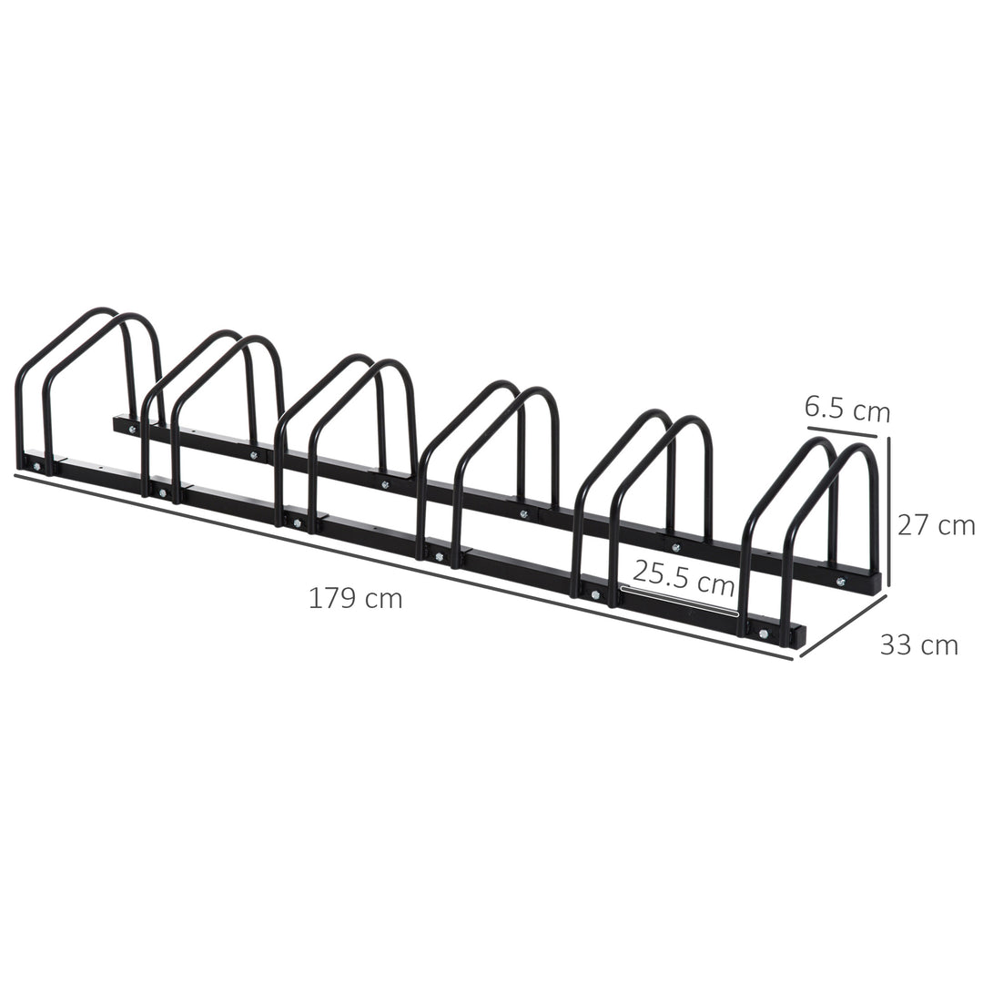 MCL Bike Stand Parking Rack Floor or Wall Mount Bicycle Cycle Storage Locking Stand 179L x 33W x 27H (6 Racks, Black)
