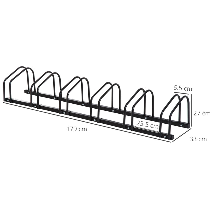 MCL Bike Stand Parking Rack Floor or Wall Mount Bicycle Cycle Storage Locking Stand 179L x 33W x 27H (6 Racks, Black)
