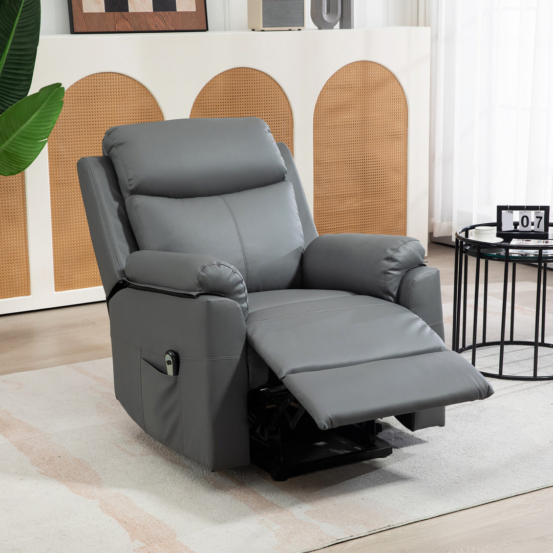 Faux Leather 70° Electric Riser Recliner Chair, Charcoal Grey
