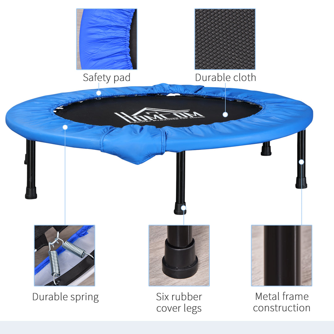 Φ101 Mini Fitness Trampoline Home Gym Yoga Exercise Rebounder Indoor Outdoor Jumper with Safety Pad, Support Up to 100 KG, Blue and Black