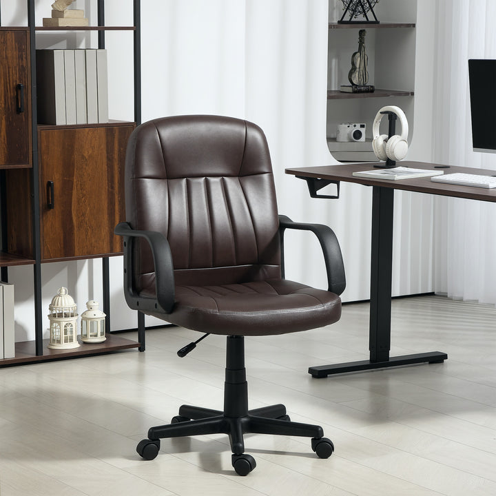 Swivel Executive Chair PU Leather Computer Desk Chair, Dark Brown