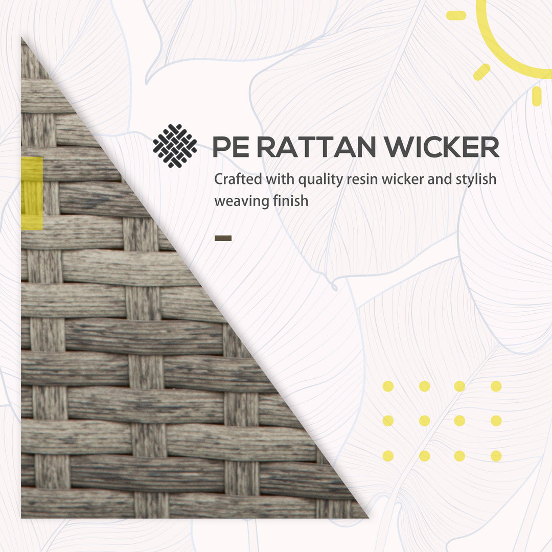 MCL 3-in-1 Rattan Bistro Set, Wicker Garden Furniture Set with 2-level Rising Table, Adjustable 3-seater Sofa Lounger with Washable Cushions for Outdoor, Patio, Balcony, Grey