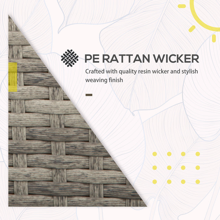 MCL 3-in-1 Rattan Bistro Set, Wicker Garden Furniture Set with 2-level Rising Table, Adjustable 3-seater Sofa Lounger with Washable Cushions for Outdoor, Patio, Balcony, Grey