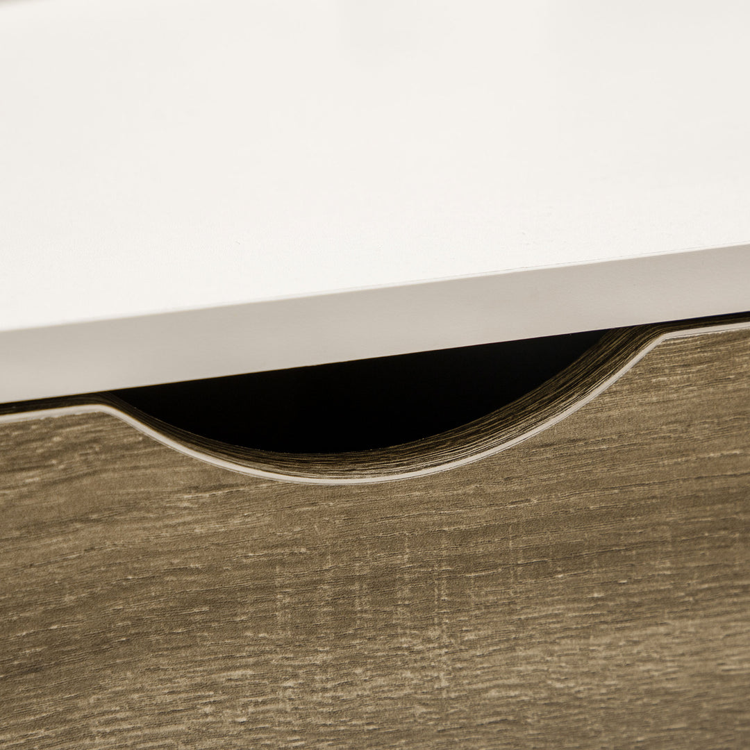 MCL Coffee Table, Modern Tea Table with Open Storage Shelves, Two Drawers and Solid Wood Legs, Coffee Tables for Living Room, Bed Room, White