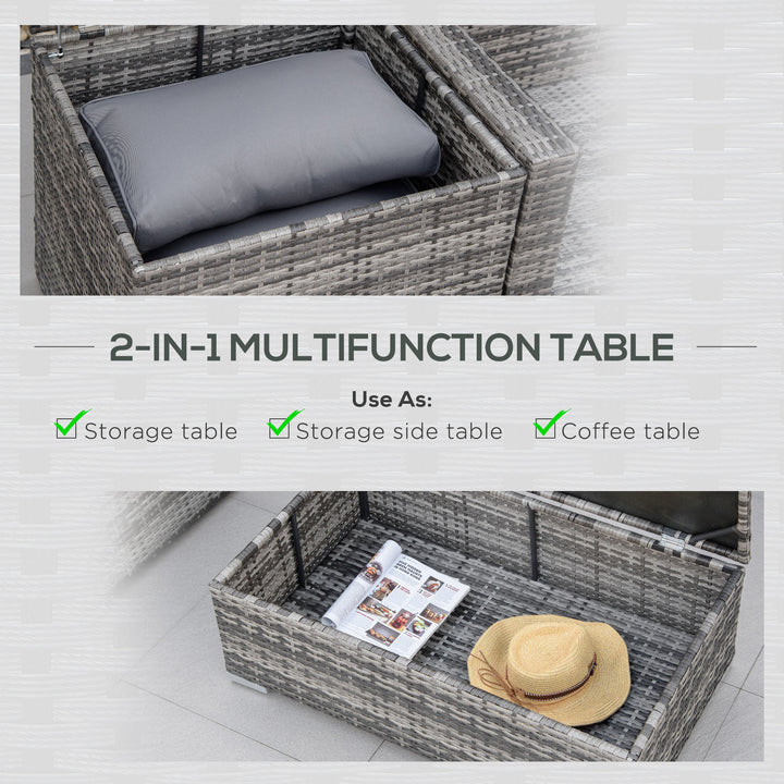 MCL 6PC Rattan Corner Sofa Set Wicker 4 Seater Garden Storage Coffee Table Conversation Ottoman Outdoor Weave Furniture w/ Cushion Grey