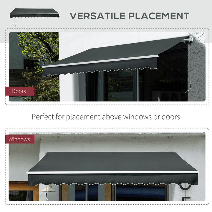 3.5M x 2.5M Manual Awning Canopy Retractable Sun Shade Shelter for Garden Patio