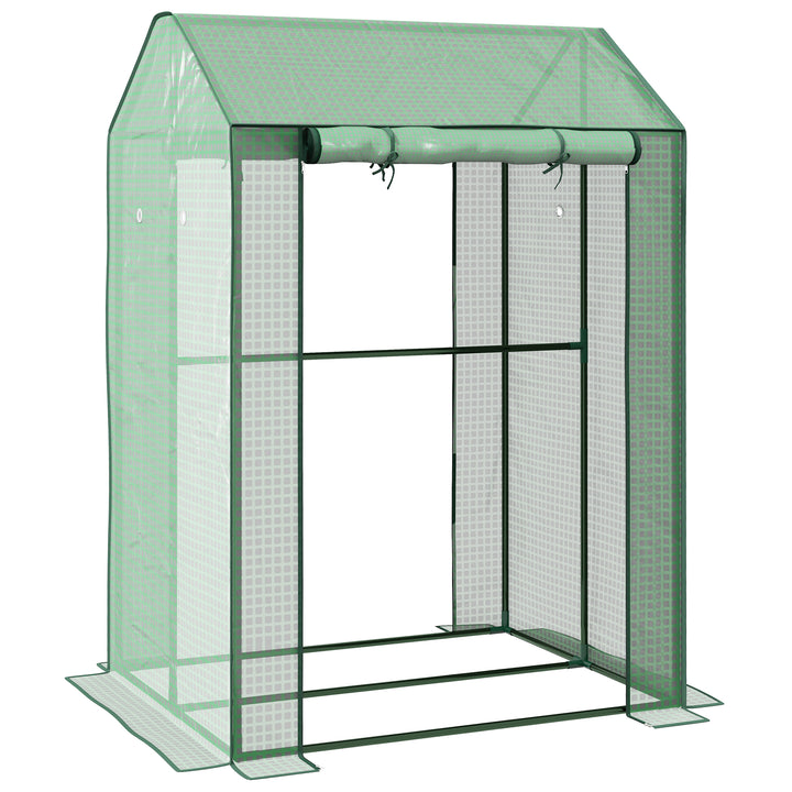 Outsunny Petite Greenhouse: Roll-up Doors, Ventilation Holes, Reinforced Green Cover, 100 x 80 x 150cm | Aosom UK