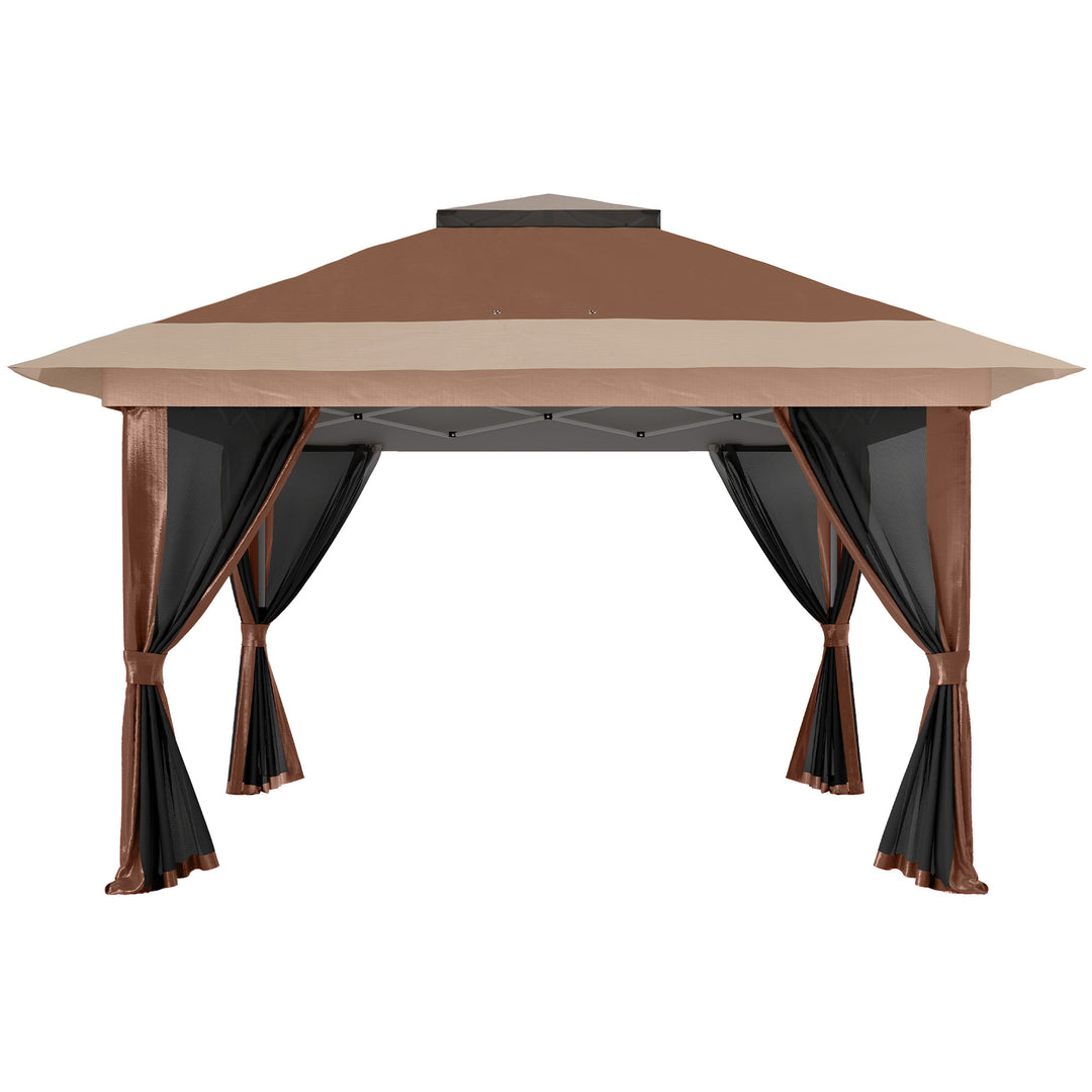 3.6 x 3.6m Pop-Up Gazebo, with Accessories - Brown